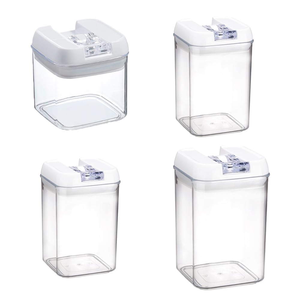 4 recipientes de almacenamiento de alimentos, 500 ml/800 ml/1200 ml, contenedor de almacenamiento de alimentos de plástico para los mejores contenedores de almacenamiento de alimentos secos