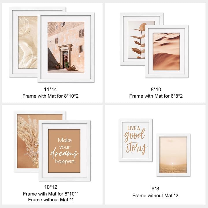 Miniatura 3 de ArtbyHannah Juego de marcos de pared para sala de estar, marcos de fotos blancos, decoración de pared con impresiones artísticas neutras para