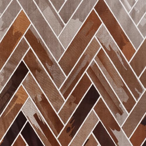 Image of Window Curtains 5 Feet Long Set of 2 | Light Filtering Curtains for Window | Abstract Design, Polyester Curtain and Drapes for Living Room | (118 x 152 cm, Brown) | Perfect for Home Decor