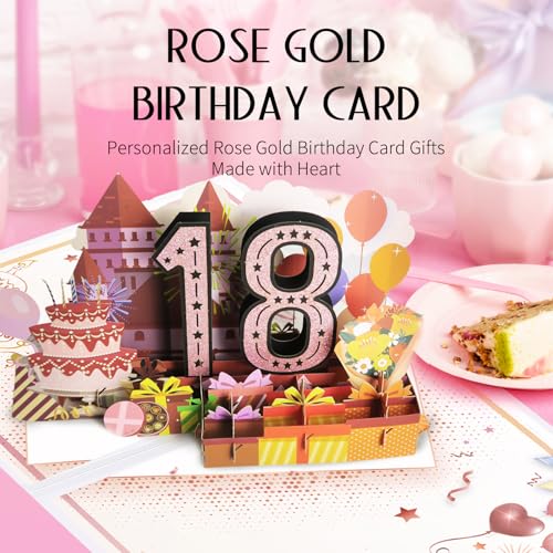18th Birthday Gifts for Girls - Upgraded 3D Pop Up 18th Birthday Card & S925 Sliver Pink Pearl Necklace, Funny 18 Year Old Birthday Gift Ideas for Niece Daughter Granddaughter, Back in 2007 Gifts3