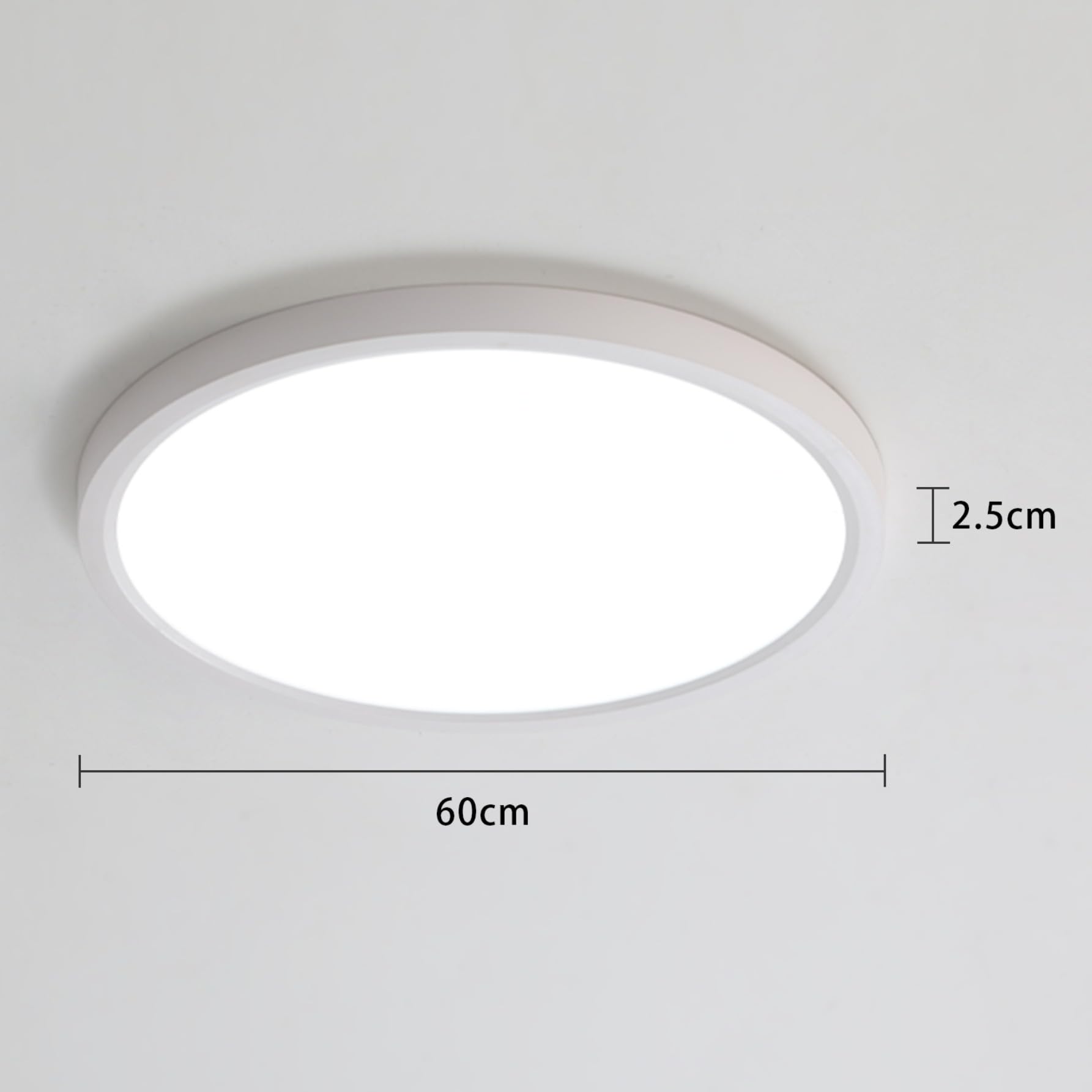 72W LED Deckenleuchte 60CM Rund Weiß Deckenlampe Dimmbar mit Fernbedienung | 3000-6500K Speicherfunktion Rund Deckenleuchten Ultra Dünn 2.5CM Ideal für Wohnzimmer Schlafzimmer Küch Arbeitszimmer