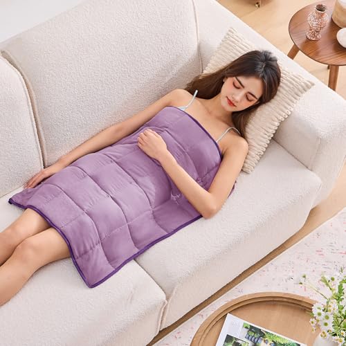 Purple Weighted Lap Blanket for Adults 7lbs, 24"x29" Cooling Heavy Throw Blanket, Portable Travel Weighted Blankets, Soft Small Blankets Gift for Sleeping