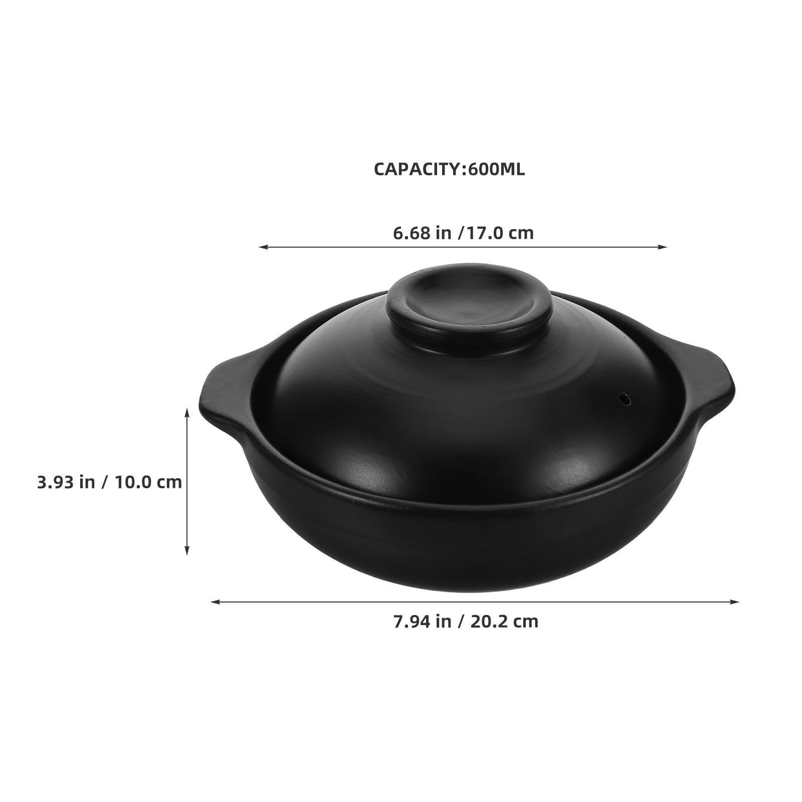 Abaodam Cazuela de Barro de 600ml con Tapa, Diseño Clásico y Ligera para Cocina y Restaurante, Mantiene el Arroz Comida Caliente con Material de Arcilla Resistente