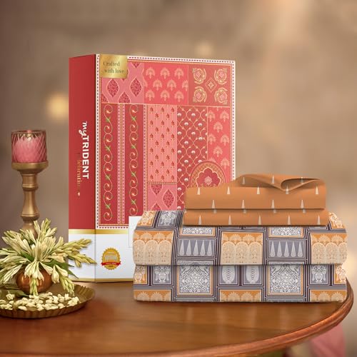 Image of MYTRIDENT Celebration Bedsheet Gifting Collection Double Size - Gharana Grey