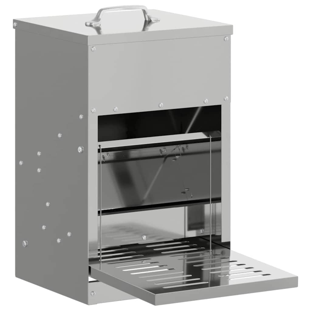 Vidaxl Chicken Treadle Feeder Silver 25 X 42 X 40 Cm Galvanised Steel