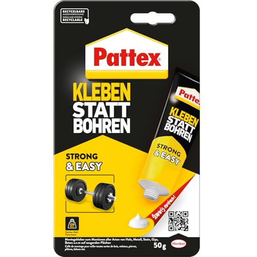 Pattex Montagekleber Kleben statt Bohren, starker Kraftkleber für sofortigen Halt, universell einsetzbarer Baukleber, Kleber mit hoher Endfestigkeit, 1 x 50g