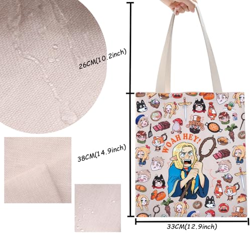TSOTMO Dungeon Chimera Merch Woah Hey Anime Tote Bag for Dungeon Fans Dungeon Meshi Gift for Anime Lovers (WOAH HEY)2