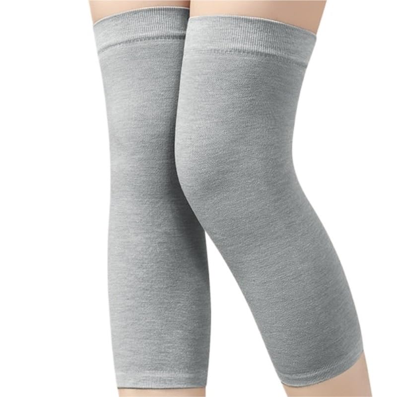 Exercise, protection Warm Knee Pads Women Long Tube Sports Thin Cold Resistant Anti Slip Leg Guards for Fitness, cycling, running, playing football(Gray)