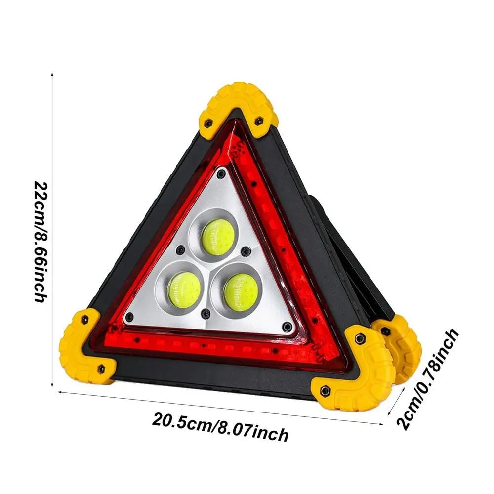 Warndreieck Arbeitsleuchte, tragbares Blinklicht auf der Hand, Dreieck-Warnschild, Notfall-Pannen-Verkehrssicherheits-Alarmlampe