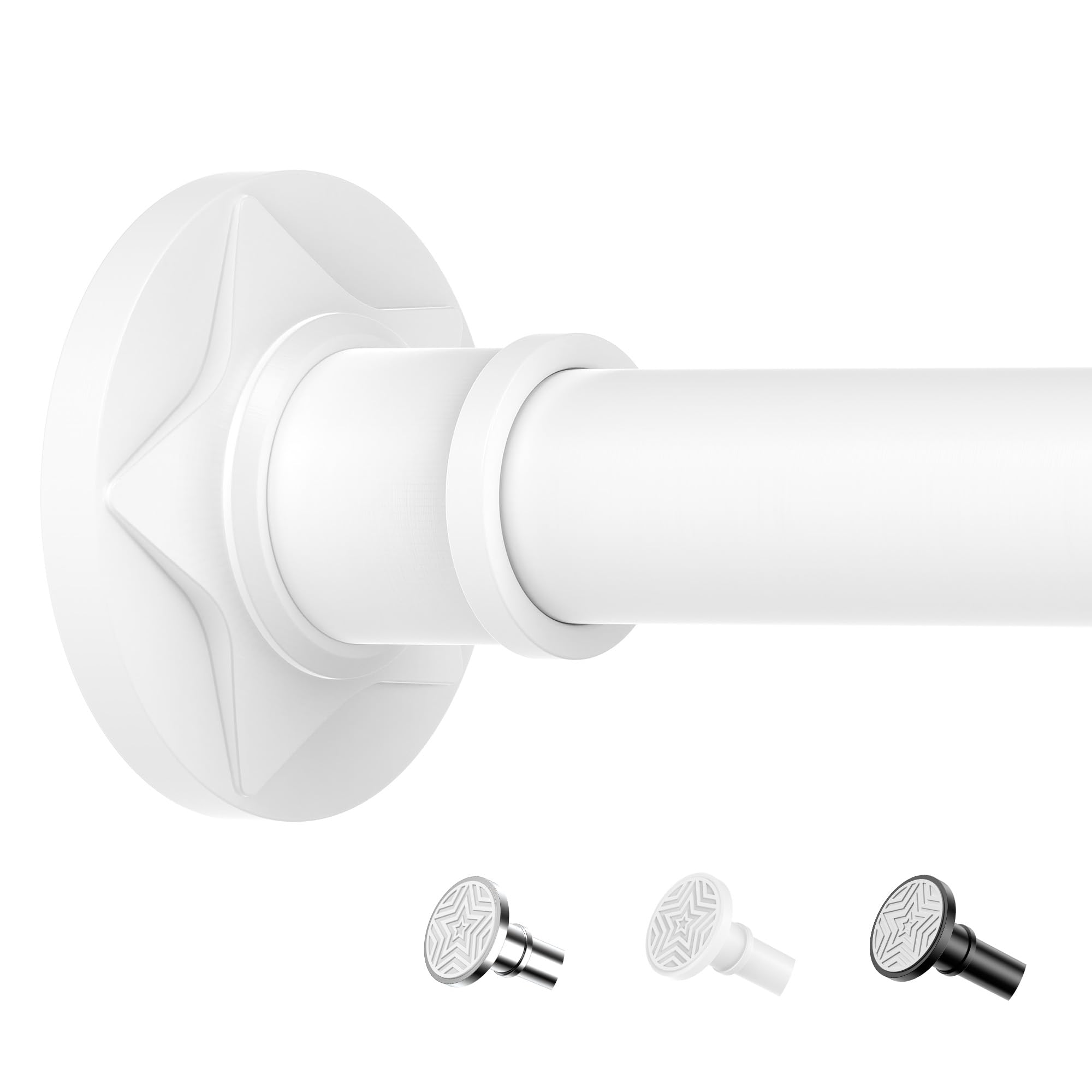 Shower Curtain Pole, Extendable No-Drill Tension Rod, Shower Pole & Curtain Set - Telescopic Shower Rail, 76-278cm, Rustproof Non-Slip, Tension Rods for Curtains, Shower Rail Extendable (White)