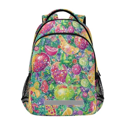 siphylline Fruits - Mochila colorida con patrón brillante para niños de 2º grado con bolsa grande para niños, mochilas para niños