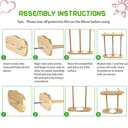 Image of Bamboo Chick Perch with Mirror and Mini Roosting Bar Set for coop and brooder(2 Pack), Training Perch for Large Bird, Hens, Parrots, Macaw, Easy to Assemble and Clean,Fun Toys for Chicken