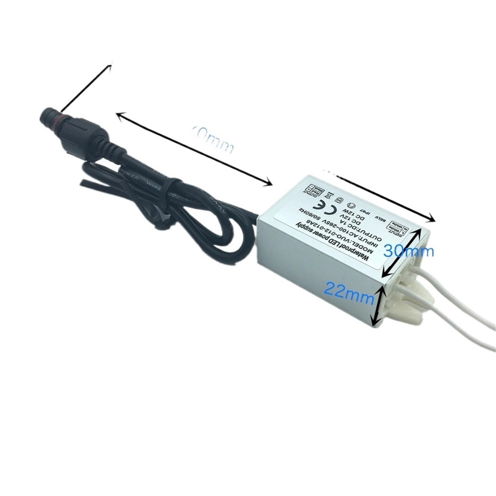 Sterownik LED do wewnątrz/na zewnątrz, 12 W, 20 W, zasilacz AC 100-265 V, oświetlenie LED, wodoodporny sterownik IP67 do LED (12 W)