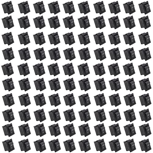 Image of Electronic spices Small Mini Boat Snap-in 2-Pin Plastic On /Off Rocker Switch Button (100psc) (BLACK)