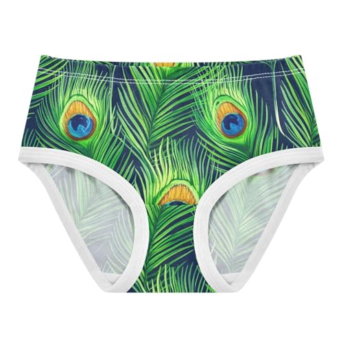 Toddler Underwear Floral 2t Cotton Cute Panties Girl Fun Briefs Underpants Green Peacock Feathers Blue