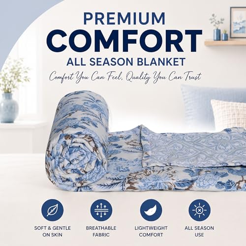 Image of DECORUM Cloud Cotton Double Bed Comforter 90x90 Inch 250 GSM | Ultrasonic Quilted AC Blanket | Lightweight All Season Microfiber Quilt | Ultra Soft & Warm Bedding
