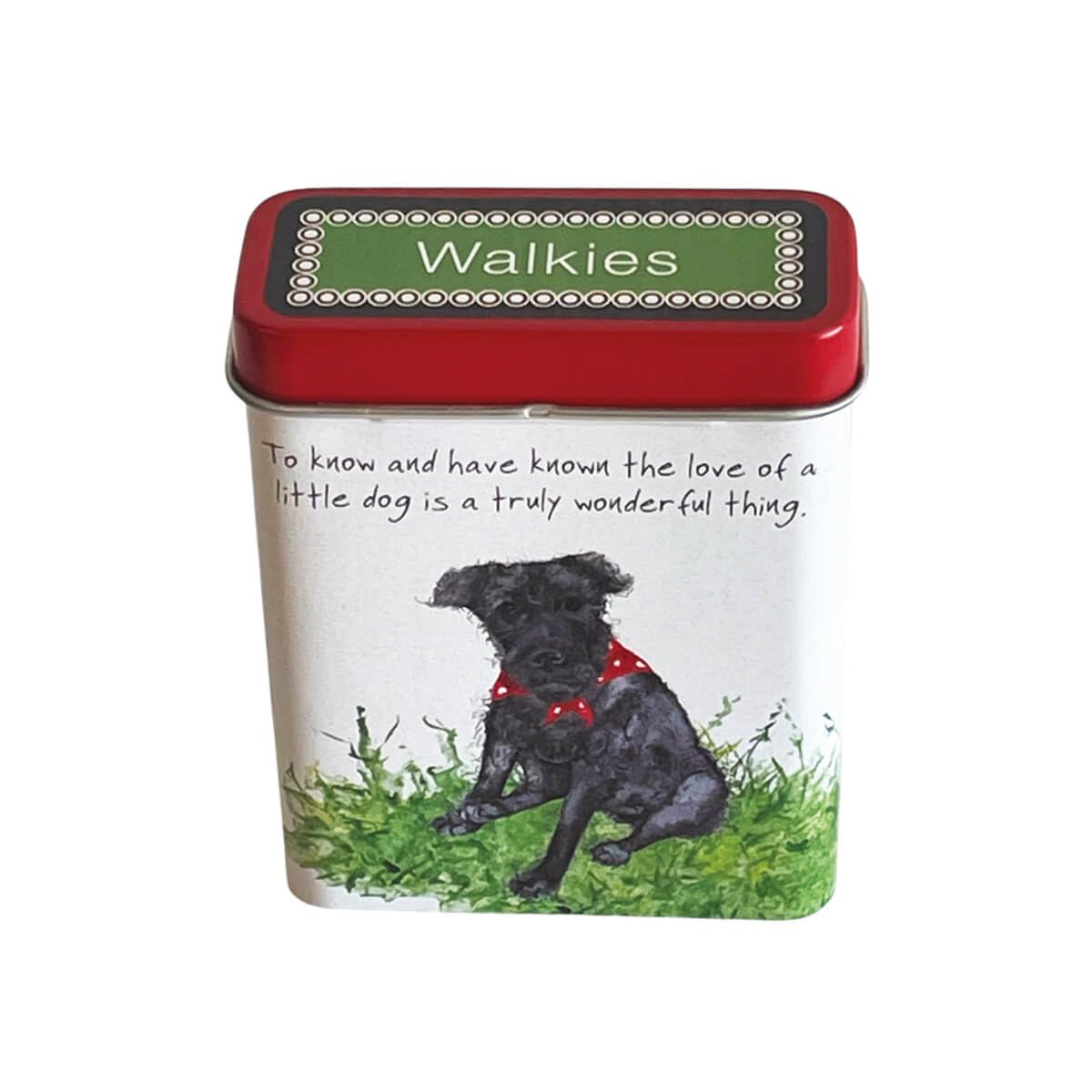 Patterdale Walkies Dog Treat Storage Tin, 7cm x 2cm x 9cm, Hinged Lid, Pocket-Sized, Award-Winning Pet Training Container
