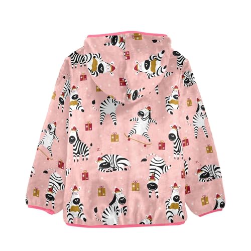 OTVEE Christmas Cute Zebra Animals Kids Hoodie Jacket Fall Spring Full Zip Warm Outwear Coat2