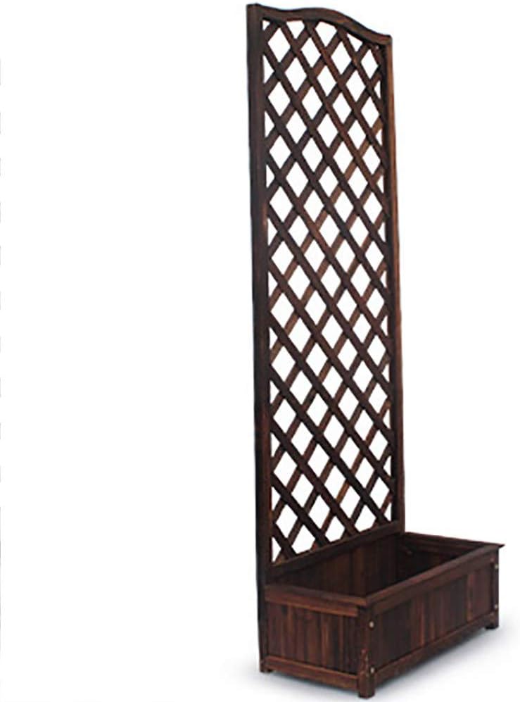LJJSHOPS Natural Wooden Flower Trough Wall Hanging/Planter with lattice, Climbing Plants,Brown-65×37×120cm