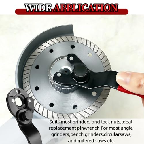 Image of 3 Pack Adjustable Pin Spanner Wrench for Angle Grinder Locknuts | Red adjustable pin spanner fits grinder locknuts, backing pads and round nuts for quick removal and replacement