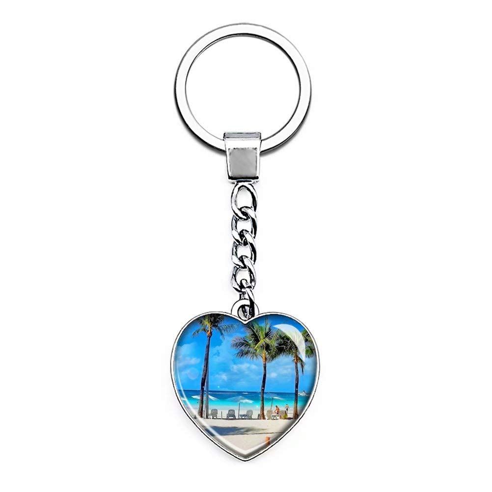 "N/A" Philippines White Beach Boracay Keychain Unique Creativity Tourism Souvenir Gift Heart-Shaped Stainless Steel Crystal Chain
