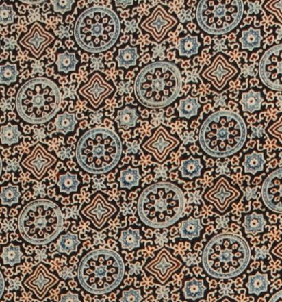 Image of Ethnics of Kutch Womenss Ajrakh Modal Silk Natural Dye Hand Block Print Saree with Blouse Piece - 5.5 Mtr Length