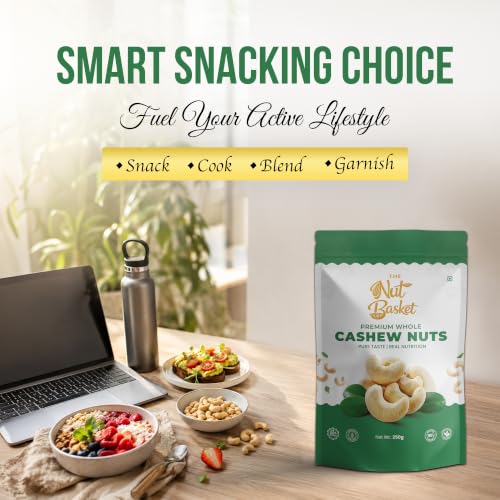 Image of THENUTBASKET Premium W320 Cashew Nuts 250g | Large Whole Kaju | Natural Raw Cashews | Fresh, Crunchy & Healthy Dry Fruits | No Preservatives