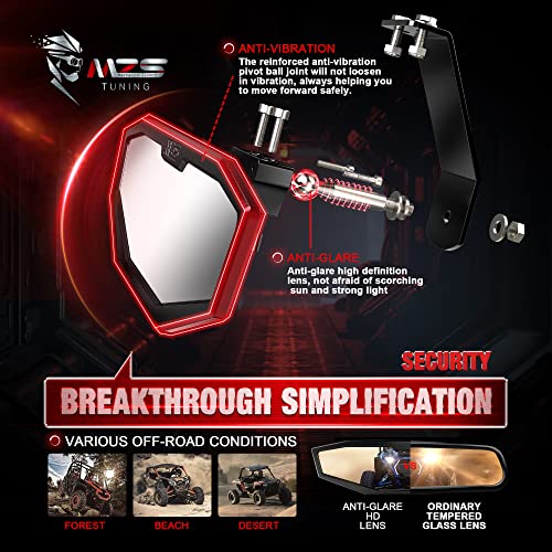 Image of MZS Aluminum UTV Center Rear View Mirror, Maverick Trail Rrarview Mirror Adjustable Black Compatible with 2018-2026 Maverick Trail and Sport / 2021-2026 Commander /MAX Accessories 715004924 715003638