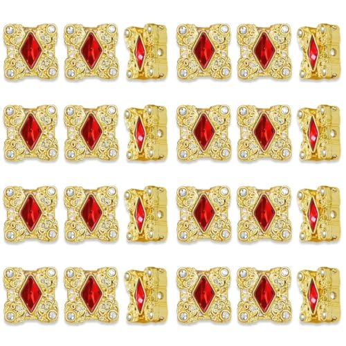 Image of Satra Tarders Meenakari Kundan Beads for DIY Jewellery Making Rakhi Making | Size : 14mm | Qty : 12pcs | Red