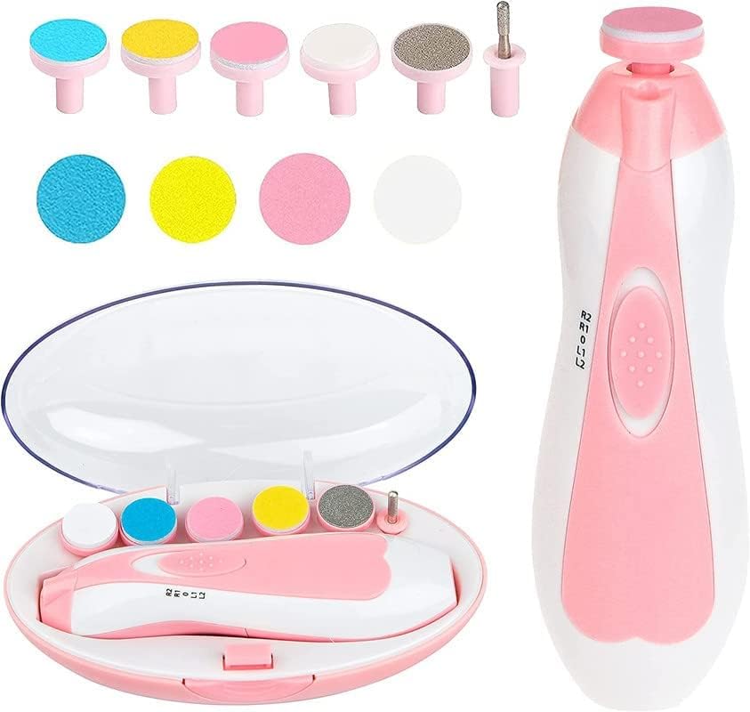 SN Expo Baby Nail Clippers with Light, Electric Baby Nail Trimmer, Safe Baby Nail File for Newborn Fingernails, Kids Nail Care, Polish and Trim (Battery Not Included) (pink)
