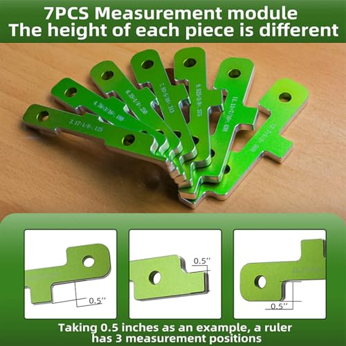 Router Table Setup Blocks Woodworking, 7pcs Aluminum Alloy Precisiones Setup Bars for Routers Tables Saw Accessory, Measuring Height Depth Angle Gauges with Storage Cases