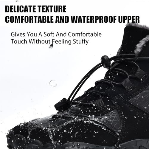 Men's Suede Lace-Up Flat Barefoot Hiking Boots Comfort Warm Fur Lining Non-Slip Slip-On Barefoot Snow Boots for Outdoor Trail Running2
