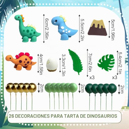 Miniatura 2 de Liuliny 26 Piezas Dinosaurio Decoración Para Tartas, Topper De Pastel De Cumpleaños De Dinosaurio, Decoraciones Para Cake De Animales, Para Tartas De Cumpleaños, Fiestas, Fiestas Temáticas Animales