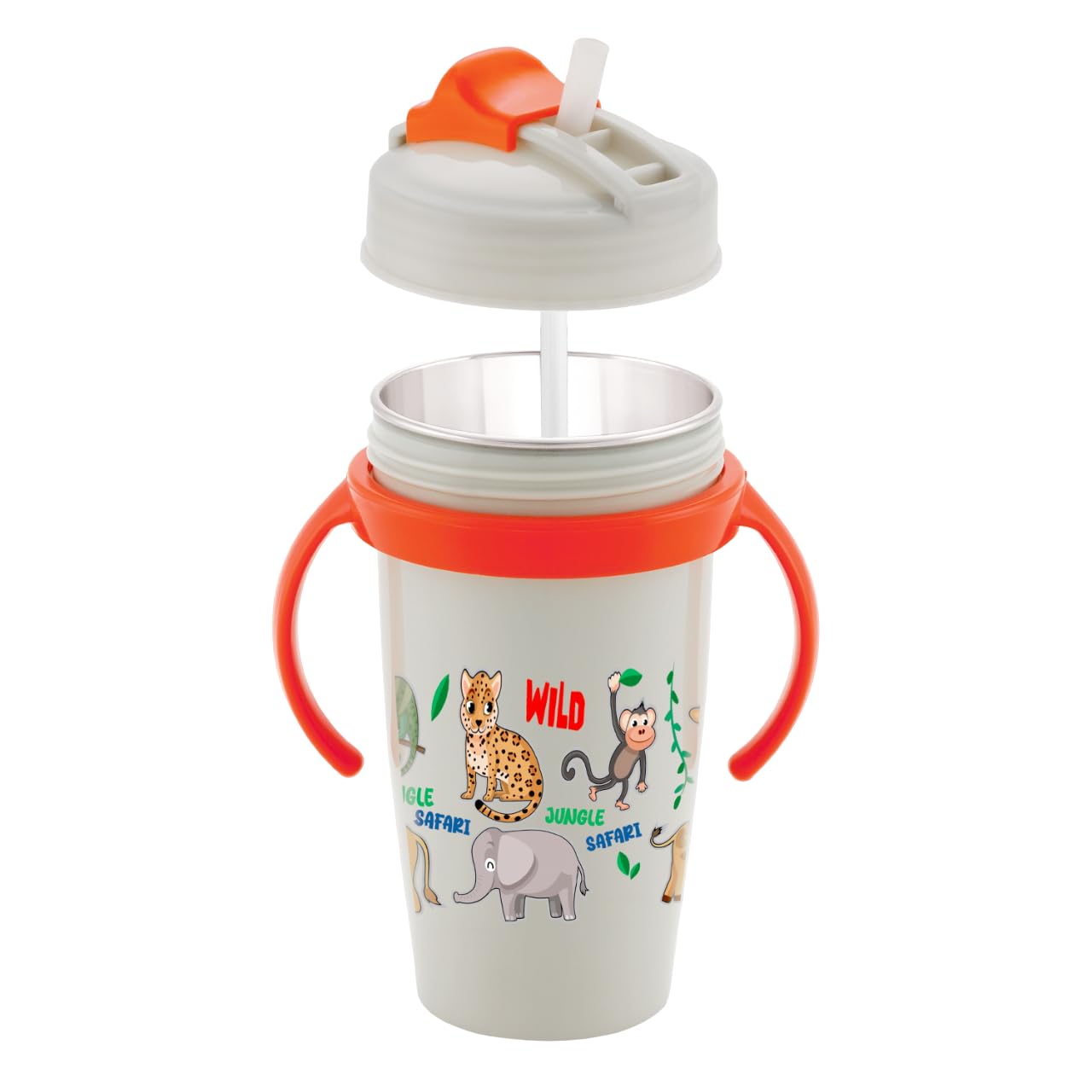 3D METRO SUPER STORE Hot & Cold Insulated Stainless Steel Double Walled 360ml BPA-Free Sippy Cup Anti-Spill Soft Silicone Spout Baby Sipper Water Bottle with Straw and Side Handle for Kids (Grey) (B0DBLFDW3Q) Amazon Price History, Amazon Price Tracker