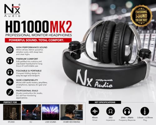 Nx Audio HD1000MK2 Wired Over-Ear DJ Headphones - Image 2