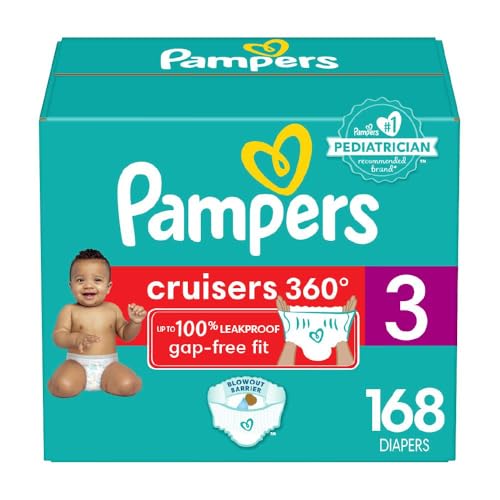 Pampers Diapers - Cruisers 360 - Size 3, 168 Count, Babyproof, up...