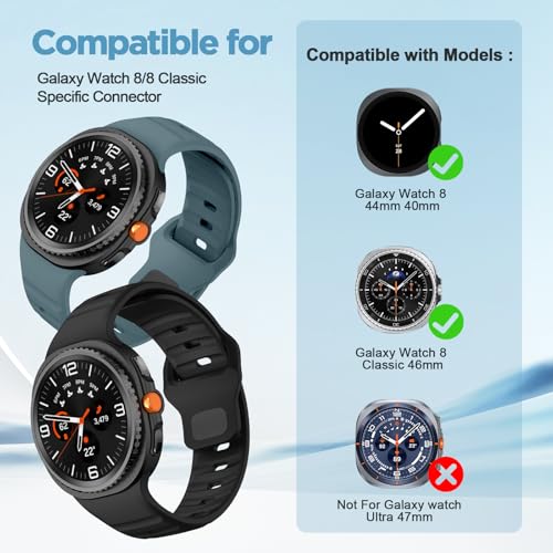 Image of XMUXI Compatible with Samsung Galaxy Watch 9 /8 Strap 44mm 40mm, Silicone Sport Breathable Bands for Galaxy Watch 8 Classic Straps 46mm (No Watch)