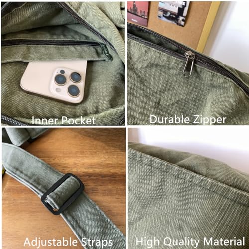 Canvas Messenger Bag for Women Men Vintage Satchel Bag Aesthetic Crossbody Shoulder Bag Casual Sling Bag3