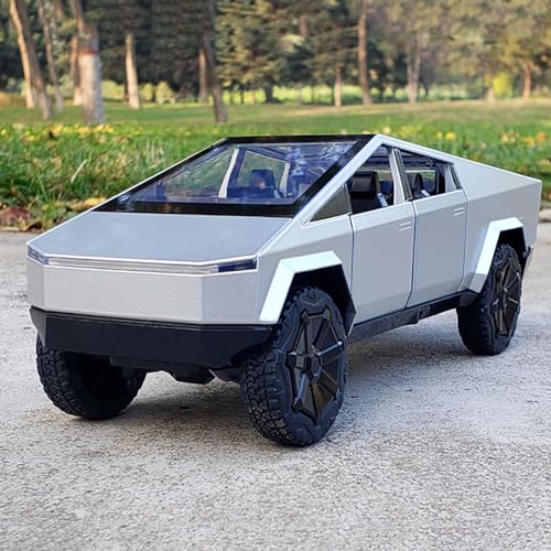 Image of 124 Cyber Truck Toy Car Diecast Metal Model Cars Pullback Openable Door Sound Light Pull Back Car for Kids