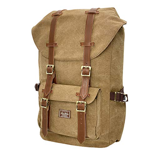 Travel Laptop Backpack, Outdoor Rucksack, School backpack Fits 15.6"(Canvas Brown) - Thumbnail 6