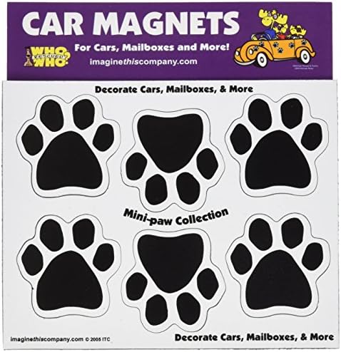 Imagine This 1-3/4-Inch by 1-3/4-Inch 6 Mini Paws Car Magnet, Black