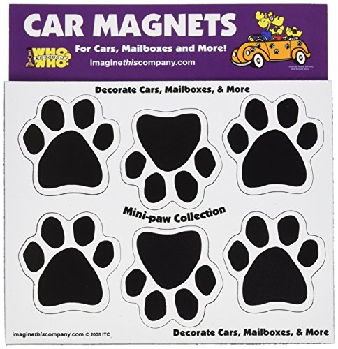 Imagine This 1-3/4-Inch by 1-3/4-Inch 6 Mini Paws Car Magnet, Black