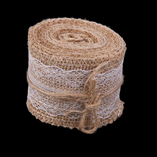 Image of Imported Hessian White Lace Burlap Craft Ribbon for Vintage Wedding Home Deco...-15013903MG