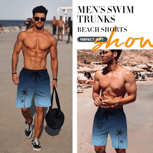 Men's Swim Trunks Quick Dry Board Shorts Hawaiian Bathing Suit Mesh Lining Swimwear with Pockets4