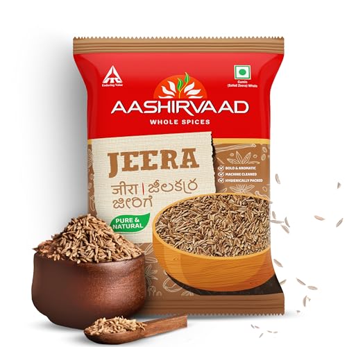 Aashirvaad Jeera, Aromatic Whole Spice, Thick, Tall & Whole Seeds, Dark Brown, 100% Pure, Dust Free & Hygienically Packed, 100g Pack