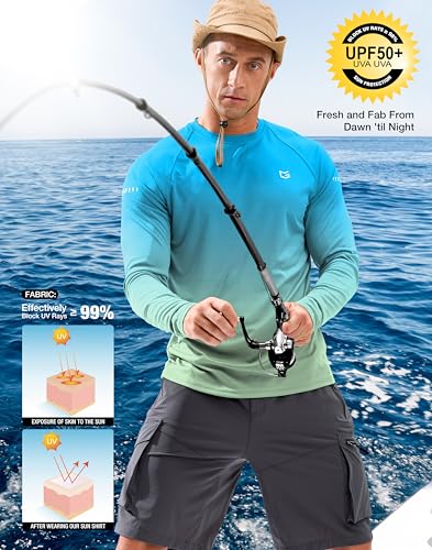 Men's Sun Protection Long Sleeve Shirts UPF 50+ Rash Guard for Men SPF UV Fishing Hiking Running Workout Athletic Shirt2