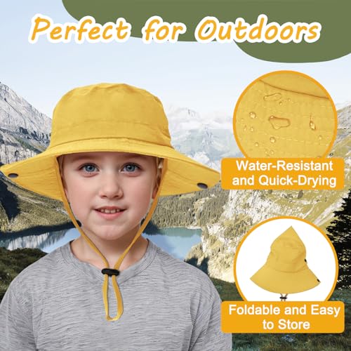 Image of Outdoor Kids Sun Hat UPF 50+ Quick Dry Foldable Bucket Hat Lightweight Adjustable Fishing Safari Hat for Girls and Boys