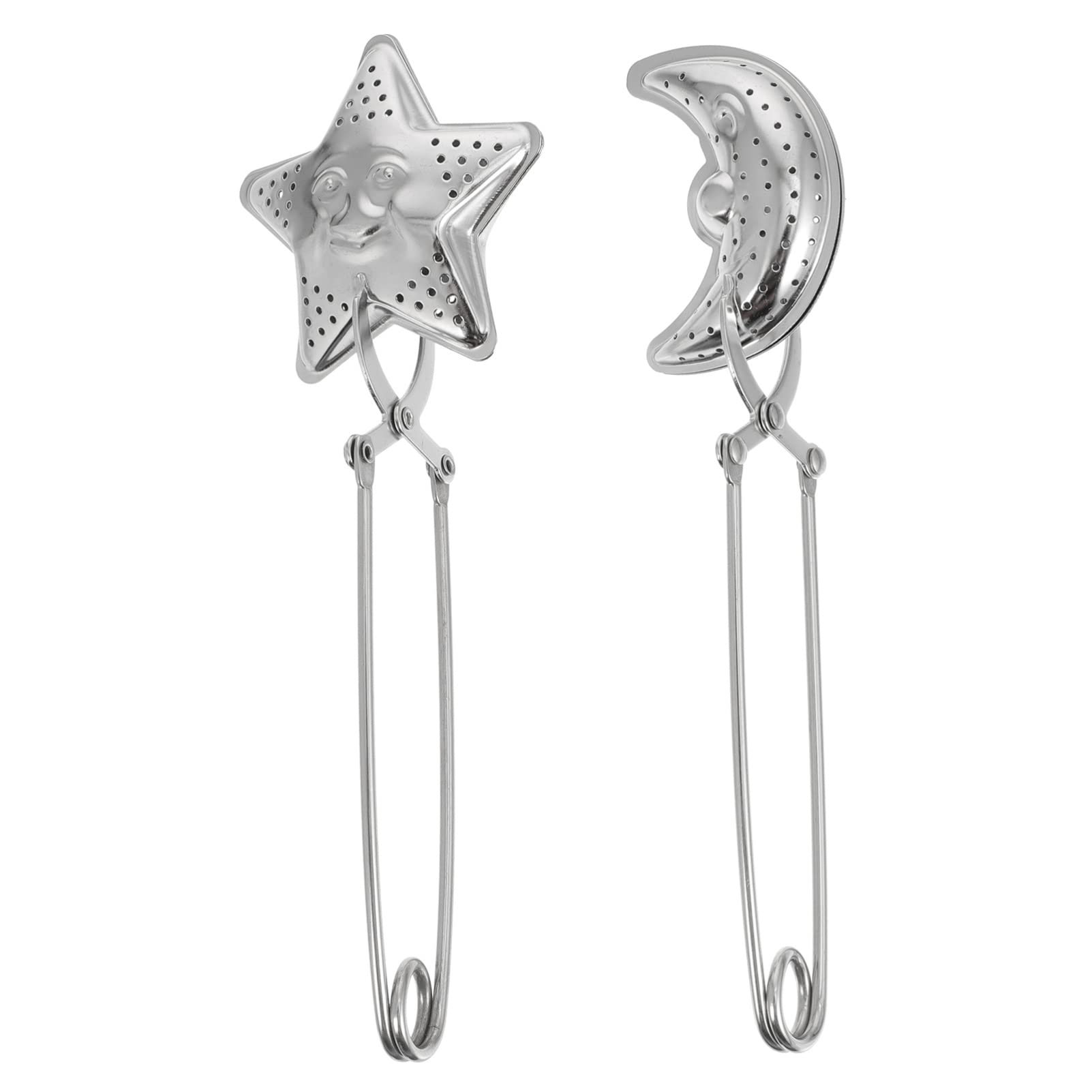 2pcs Long Handle Tea Infuser Set, Stainless Steel Moon and Star Shape Tea Strainers for Loose Leaf Tea, Ideal for Home Use, Teapots, Mugs, Cups