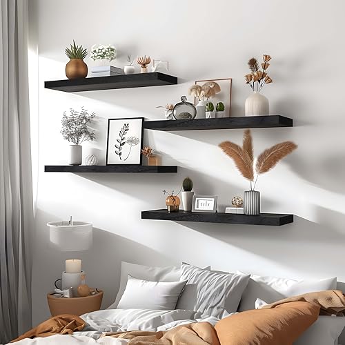 Farmhouse-Floating-Shelves-for-Wall-Rustic-Black-Wall-Shelves-for-Bedroom-Set-of-6-Wood-Shelves-for-Room-Wall Farmhouse Floating Shelves for Wall Rustic Black Wall Shelves for Bedroom Set of 6 Wood Shelves for Room Wall