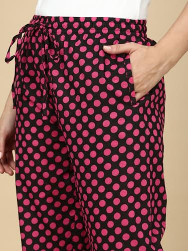 Image of PYNK by Lux Cozi Women's Cotton Printed Palazzo Pyjama Relaxed Lounge Pants | Super Soft Comfortable | Loungwear Pyjama Pant-Pack of 1